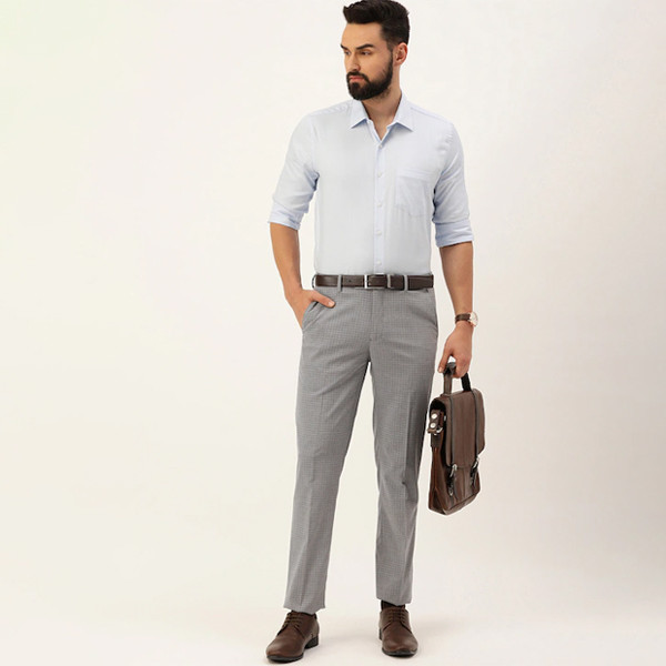 Men Checked Neo Slim Fit Trousers