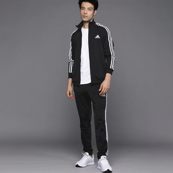 Men Black & White Striped Prime Green Technology Tracksuit
