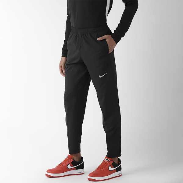 Men Black Solid Regular Fit AS M NK Dri-FIT Running Track Pant