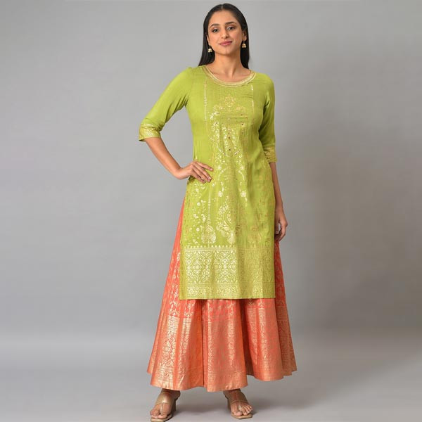 Women Foil Printed Flared Skirts