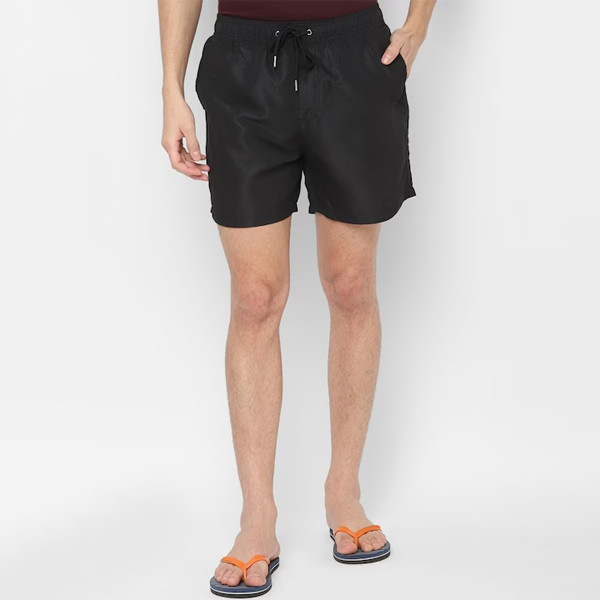 Men Navy Blue Solid Swim Shorts