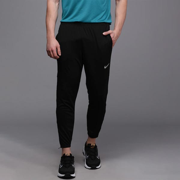 Men Black Brand Logo Printed Dri-FIT Challenger Running Pants
