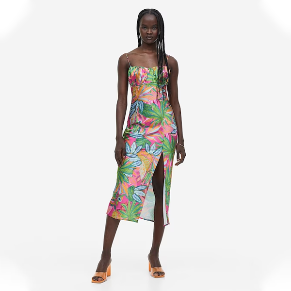 Paterned Satin Dress