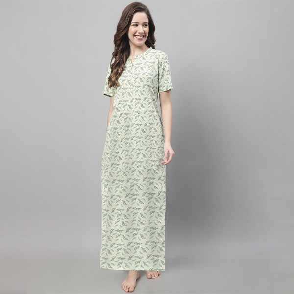 Floral Printed Pure Cotton Maxi Nightdress