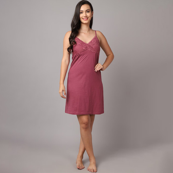Maroon Solid Nightdress