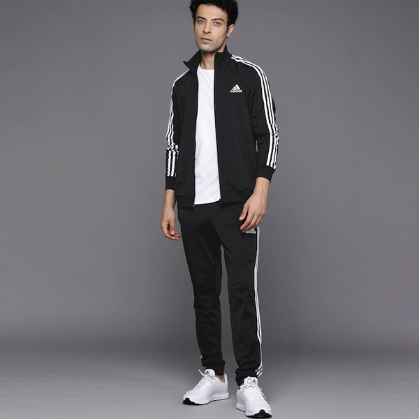 Men Black & White Striped Prime Green Technology Tracksuit