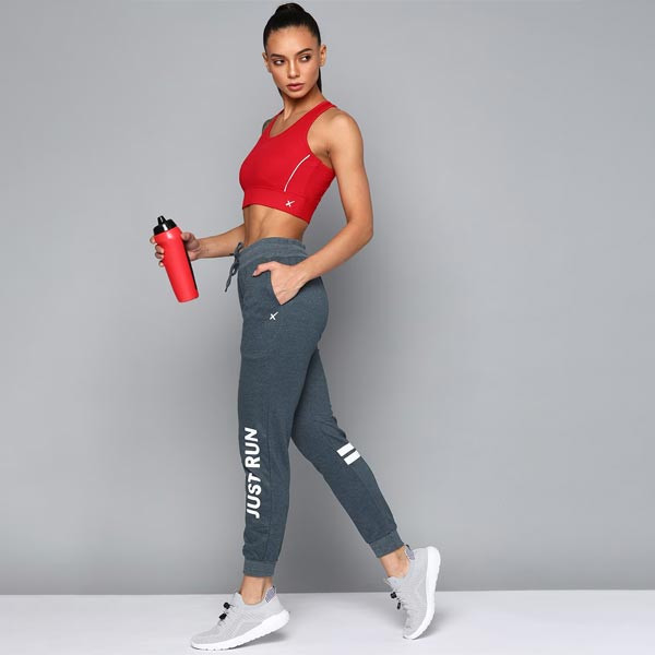 Blue Printed Detail Skinny Fit Joggers