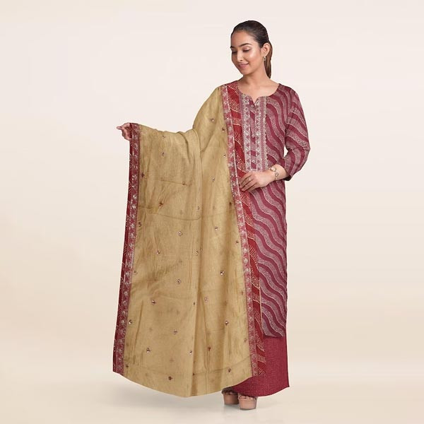 Printed Art Silk Unstitched Dress Material