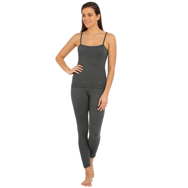 Women Charcoal Grey Solid Thermal Leggings
