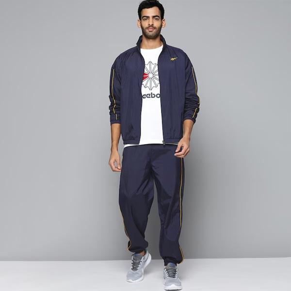 Men Navy Blue Solid Workout Ready Track Suit
