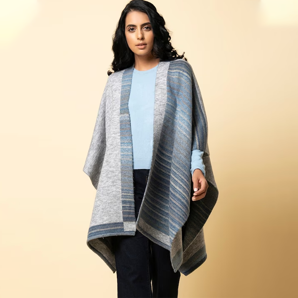 Women Striped Open Front Shrug