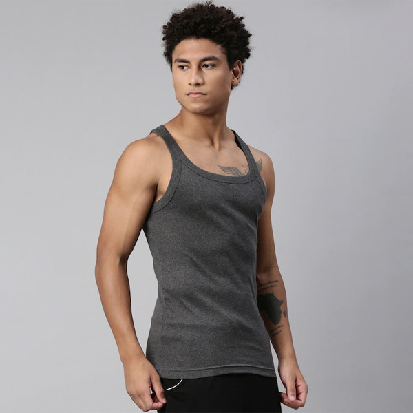 Men Pack of 2 Smartskin Technology Cotton Sports Vests with Tag Free Comfort-015