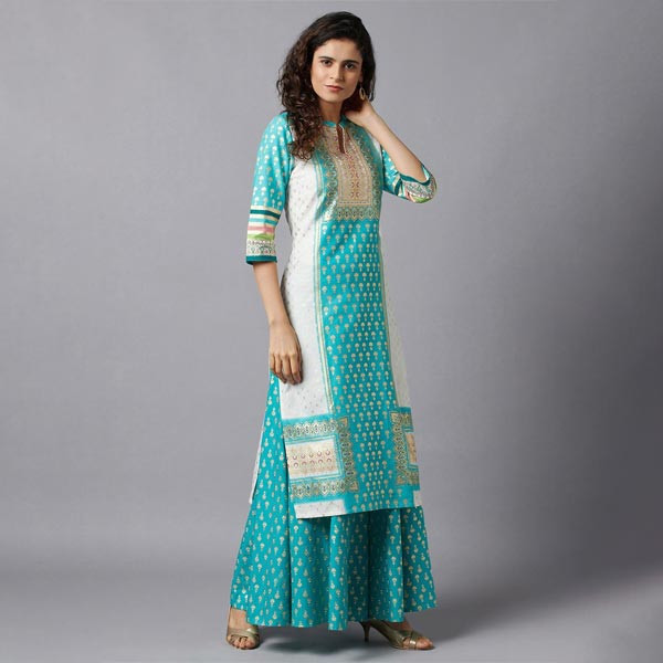 Women Green Ethnic Motifs Printed Flared Palazzo