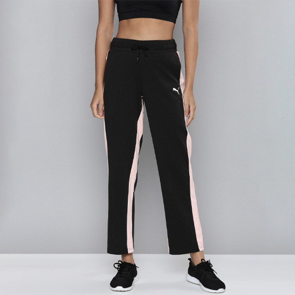 Women Black Solid Modern Sports Running Track Pants